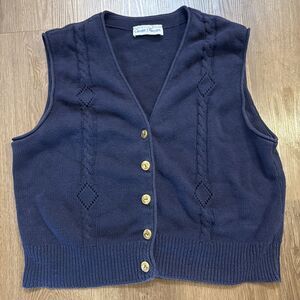 Navy Blue Sweater Best Cropped Fit Cable Knit Detail Size Extra Large